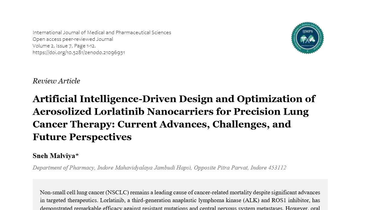 Artificial Intelligence-Driven Design and Optimization of Aerosolized Lorlatinib Nanocarriers for Precision Lung Cancer Therapy: Current Advances, Challenges, and Future Perspectives