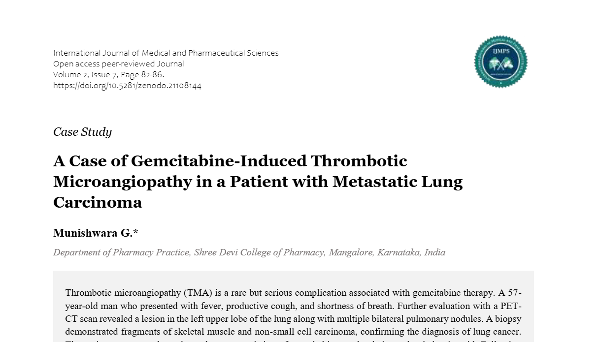 A Case of Gemcitabine-Induced Thrombotic Microangiopathy in a Patient with Metastatic Lung Carcinoma