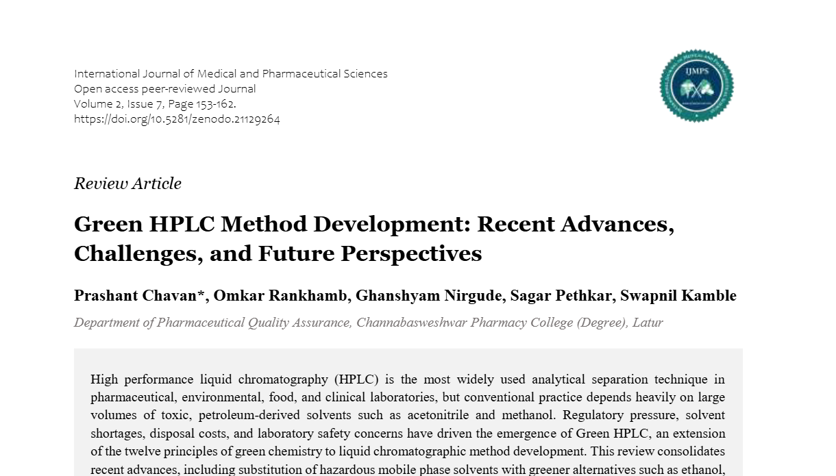 Green HPLC Method Development: Recent Advances, Challenges, and Future Perspectives