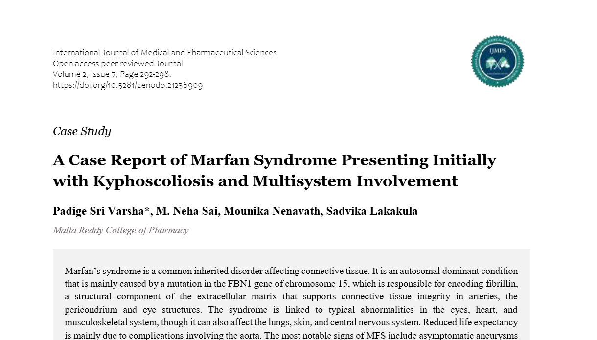 A Case Report of Marfan Syndrome Presenting Initially with Kyphoscoliosis and Multisystem Involvement