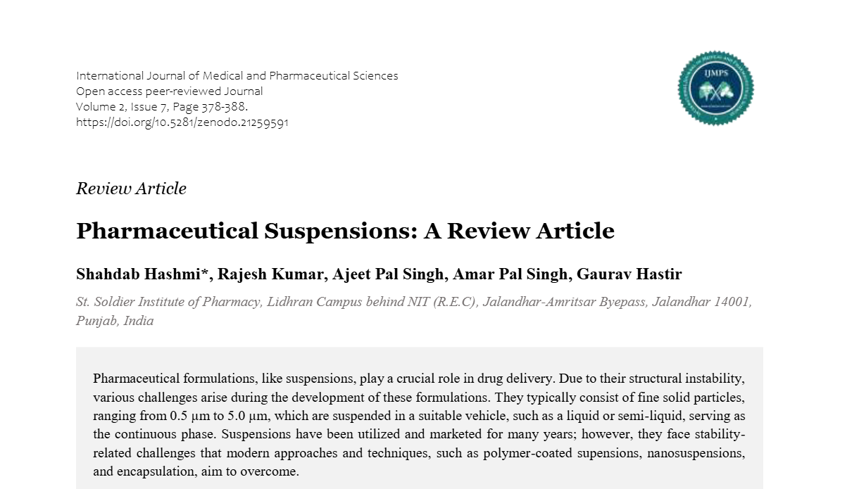Pharmaceutical Suspensions: A Review Article