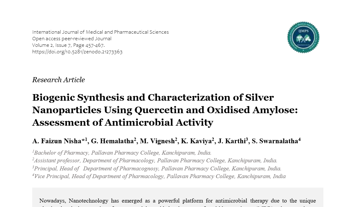 Biogenic Synthesis and Characterization of Silver Nanoparticles Using Quercetin and Oxidised Amylose: Assessment of Antimicrobial Activity