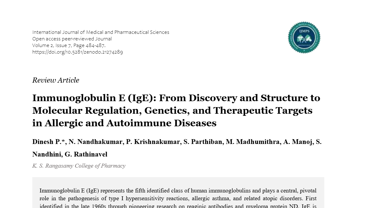 Immunoglobulin E (IgE): From Discovery and Structure to Molecular Regulation, Genetics, and Therapeutic Targets in Allergic and Autoimmune Diseases