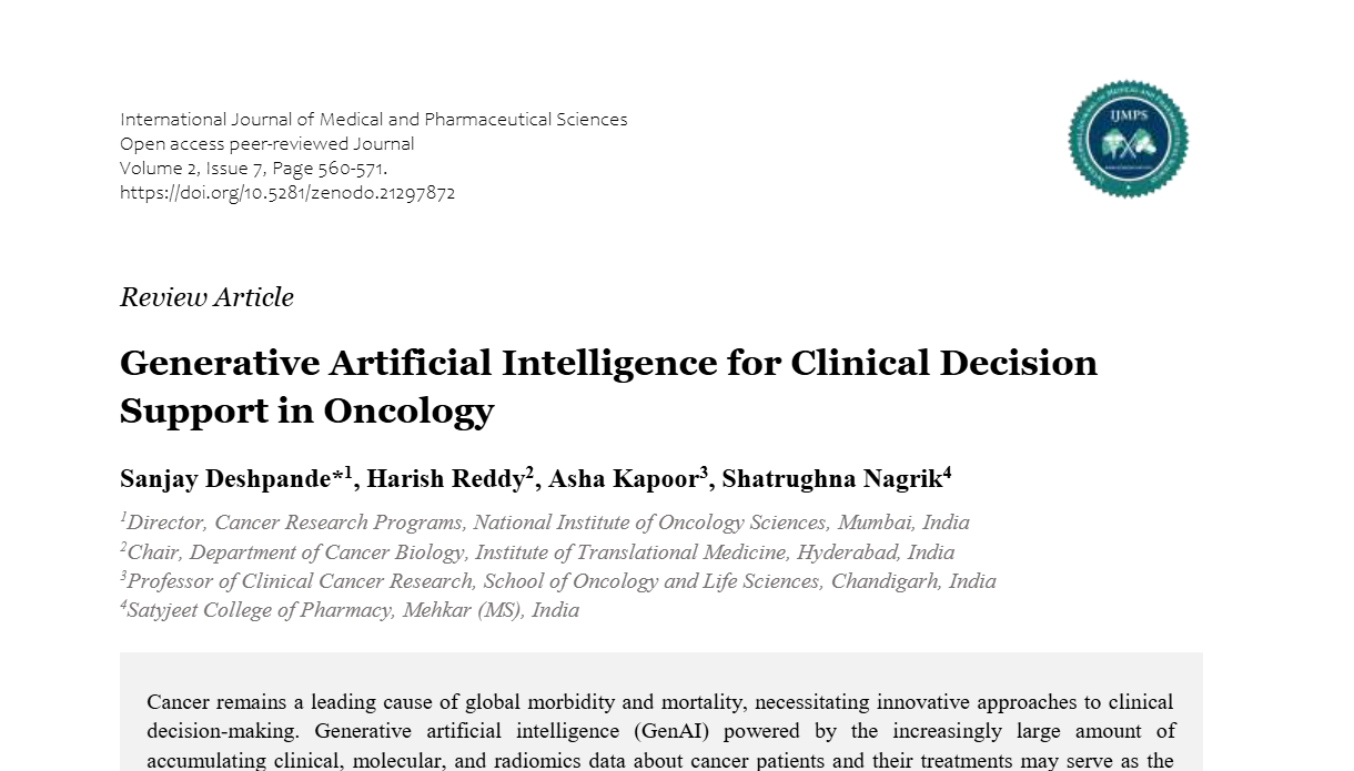 Generative Artificial Intelligence for Clinical Decision Support in Oncology