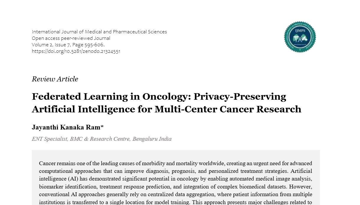 Federated Learning in Oncology: Privacy-Preserving Artificial Intelligence for Multi-Center Cancer Research