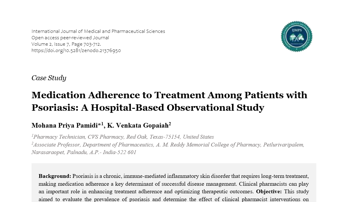 Medication Adherence to Treatment Among Patients with Psoriasis: A Hospital-Based Observational Study