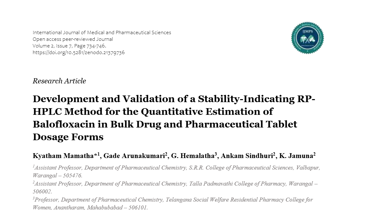 Development and Validation of a Stability-Indicating RP-HPLC Method for the Quantitative Estimation of Balofloxacin in Bulk Drug and Pharmaceutical Tablet Dosage Forms
