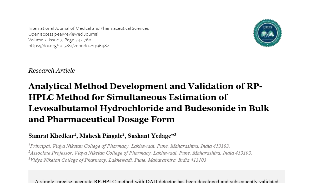 Analytical Method Development and Validation of RP-HPLC Method for Simultaneous Estimation of Levosalbutamol Hydrochloride and Budesonide in Bulk and Pharmaceutical Dosage Form