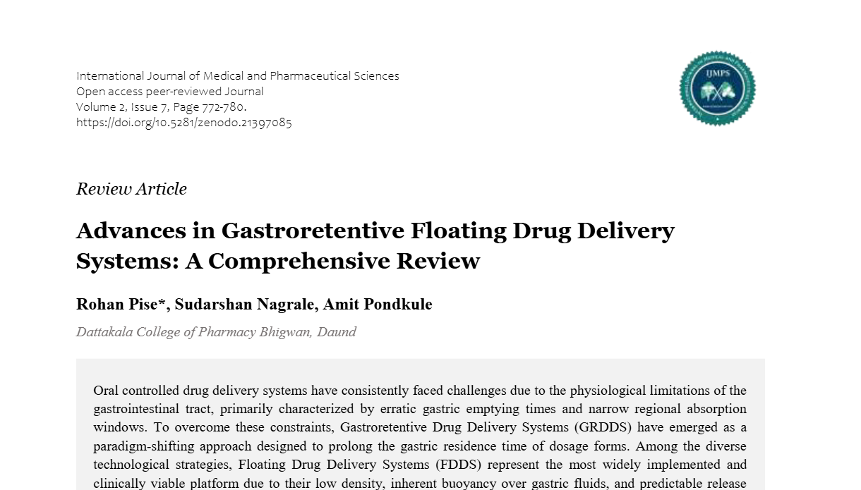 Advances in Gastroretentive Floating Drug Delivery Systems: A Comprehensive Review