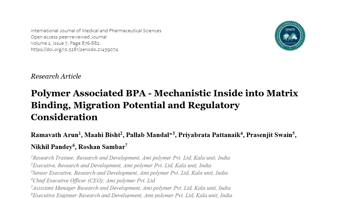 Polymer Associated BPA - Mechanistic Inside into Matrix Binding, Migration Potential and Regulatory Consideration