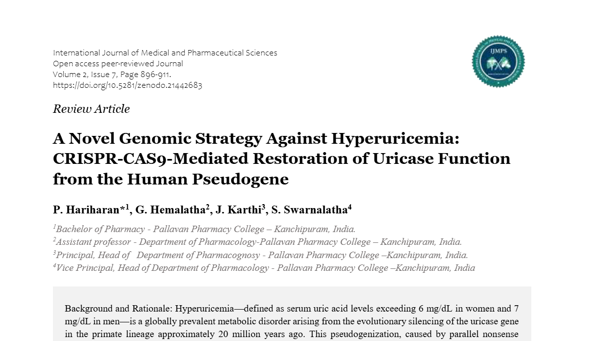 A Novel Genomic Strategy Against Hyperuricemia: CRISPR-CAS9-Mediated Restoration of Uricase Function from the Human Pseudogene