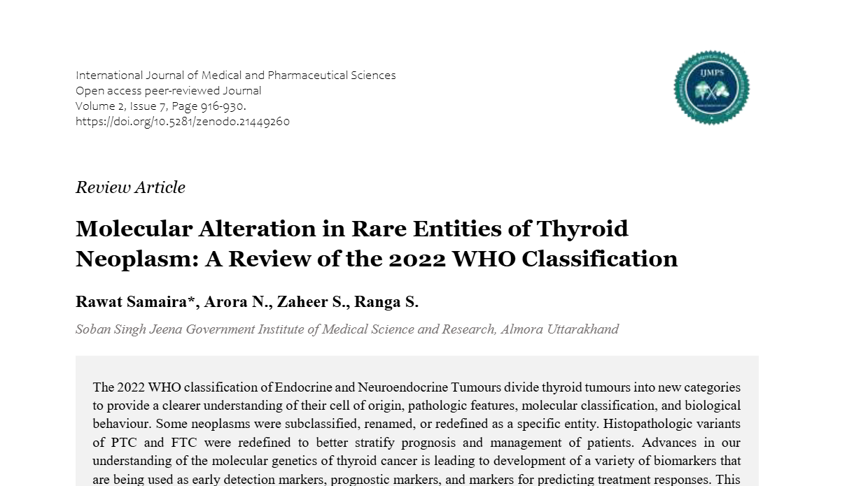 Molecular Alteration in Rare Entities of Thyroid Neoplasm: A Review of the 2022 WHO Classification