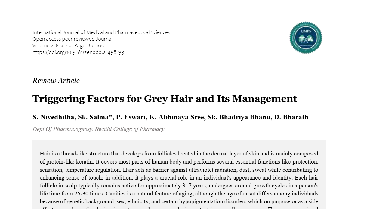 Triggering Factors for Grey Hair and Its Management