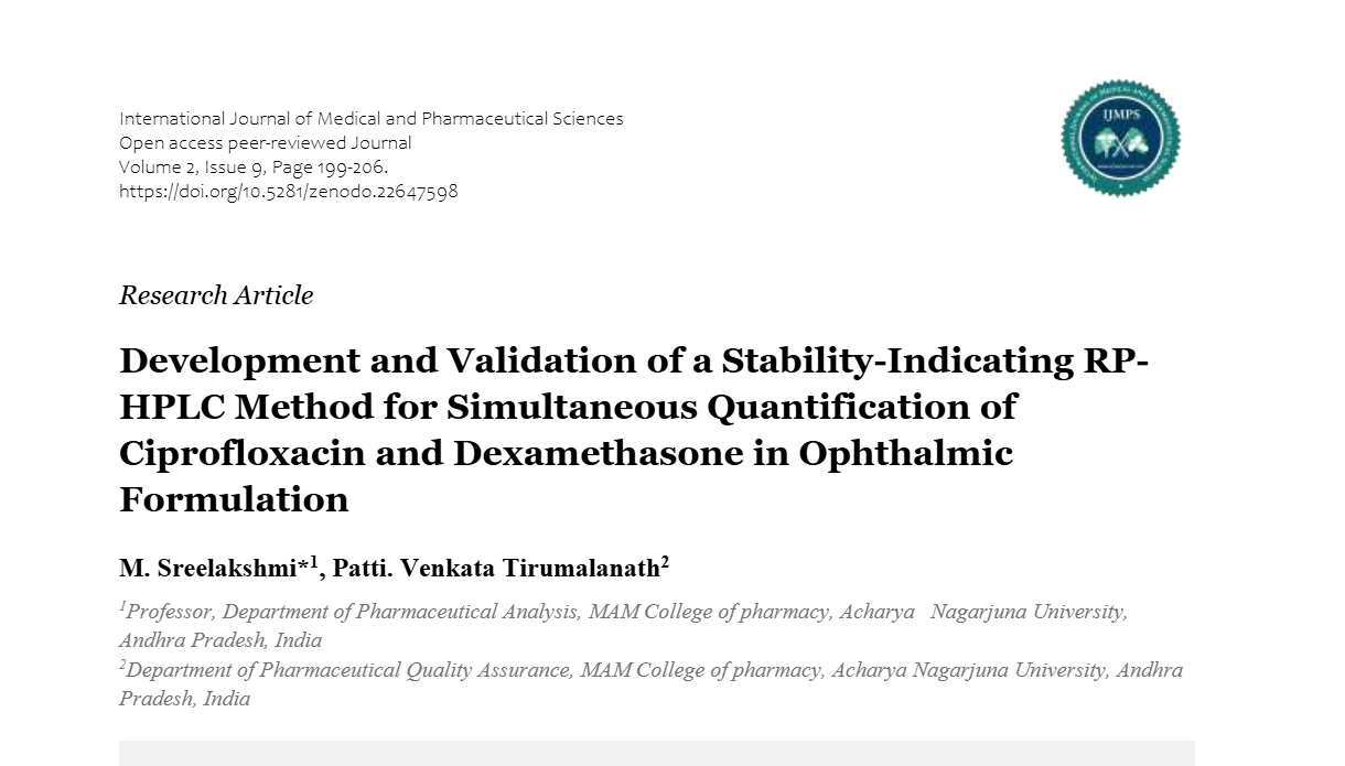 Development and Validation of a Stability-Indicating RP-HPLC Method for Simultaneous Quantification of Ciprofloxacin and Dexamethasone in Ophthalmic Formulation