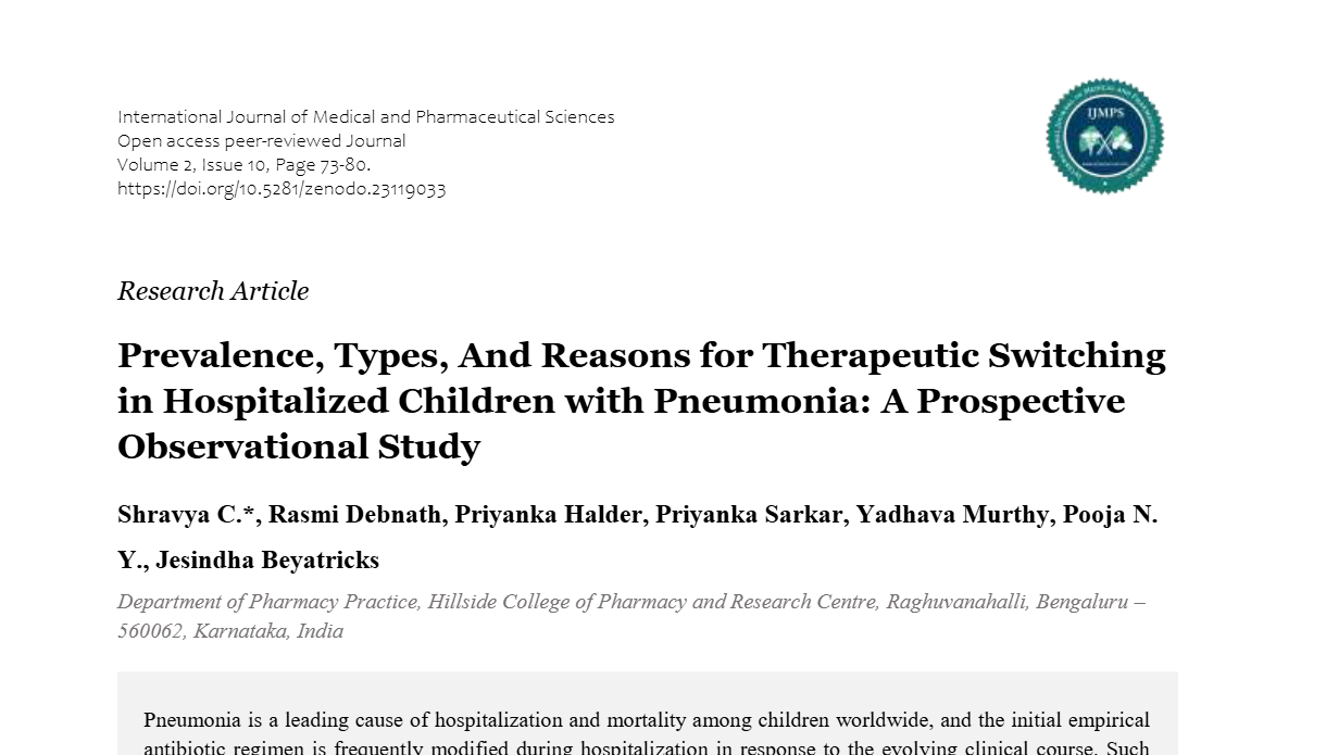Prevalence, Types, And Reasons for Therapeutic Switching in Hospitalized Children with Pneumonia: A Prospective Observational Study