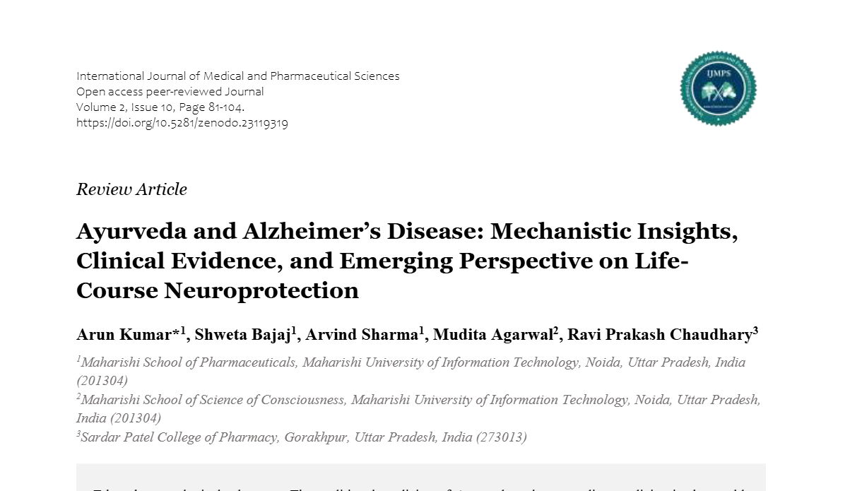 Ayurveda and Alzheimer’s Disease: Mechanistic Insights, Clinical Evidence, and Emerging Perspective on Life-Course Neuroprotection