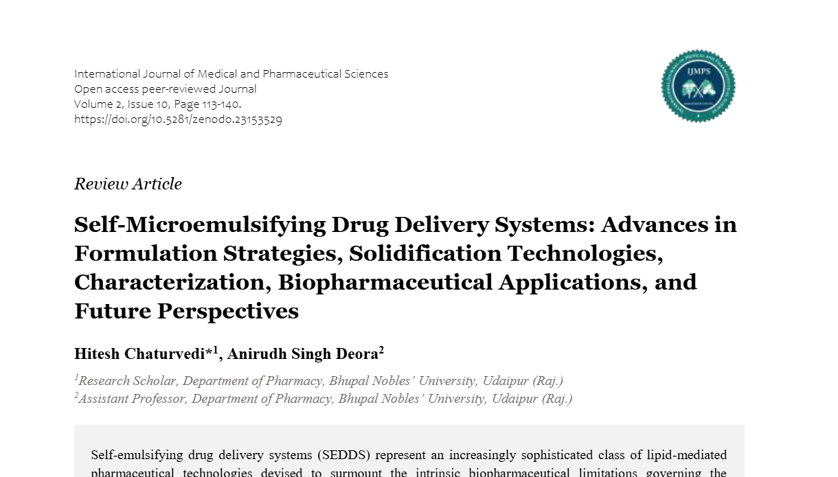 Self-Microemulsifying Drug Delivery Systems: Advances in Formulation Strategies, Solidification Technologies, Characterization, Biopharmaceutical Applications, and Future Perspectives
