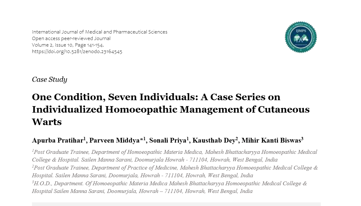 One Condition, Seven Individuals: A Case Series on Individualized Homoeopathic Management of Cutaneous Warts