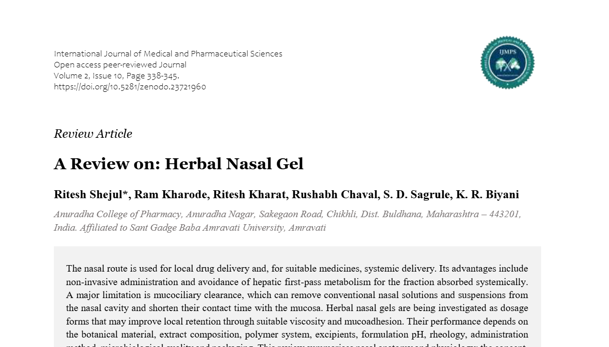 A Review on: Herbal Nasal Gel